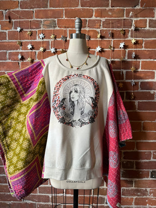 Upcycled Stevie Nicks Kantha Poncho Sweatshirt