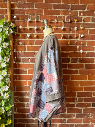 OOAK Winter Collection - Upcycled Kantha Flower Patch Patchwork Poncho Style Top 🌼