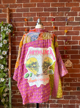 OOAK Summer Collection - Upcycled Metallica Inspired Vintage Kantha Jacket