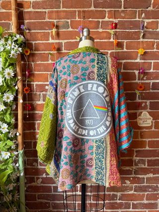 OOAK Summer Collection - Upcycled  Pink Floyd Inspired Vintage Kantha Jacket