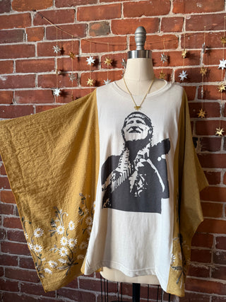 Willie Nelson Inspired Golden Yellow Daisy Embroidered Poncho