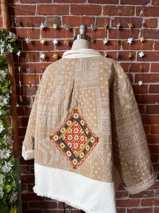 OOAK Winter Collection - Oversized Upcycled Quilted Patchwork Brown Paisley Jacket