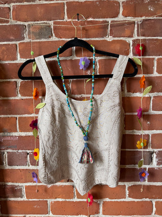Earthsong Embroidered Cropped Tank Top - Fair Trade Made - Multiple Colors Available