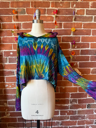Dark Side of the Moon Rainbow Cropped Tie Dye Hoodies - Multiple Colors Available - Fair Trade Made
