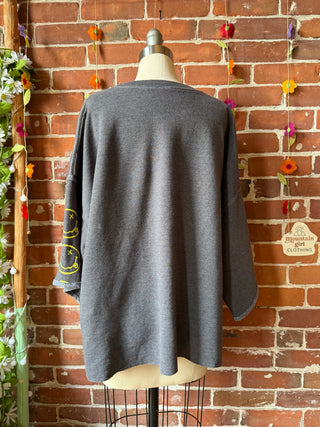 OOAK Summer Collection- Upcycled Patchwork Nirvana Hi Lo Sweatshirt