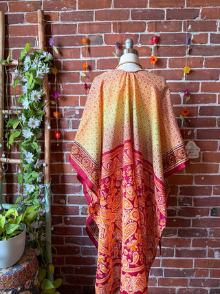 Summer Dreams 100% Silk Poncho Robe- Fair Trade Made