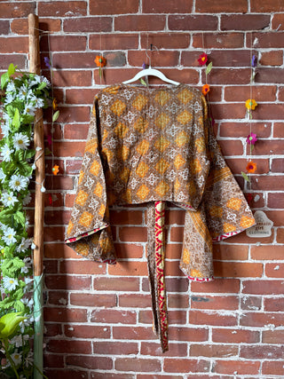 Free Size Nova Kantha Bell Sleeve Wrap Top