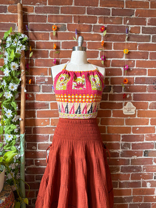 In Bloom Reversible Kantha Halter Top - 100% Cotton - Fair Trade Made - “Plus” Size