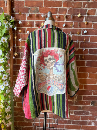 OOAK Autumn Collection - Upcycled Grateful Dead Inspired Boho Vintage Kantha Jacket