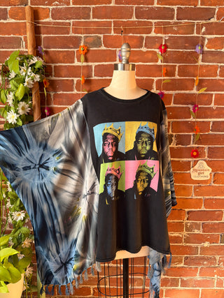OOAK Autumn Collection- Upcycled Notorious BIG Inspired Tie Dye Poncho Tee
