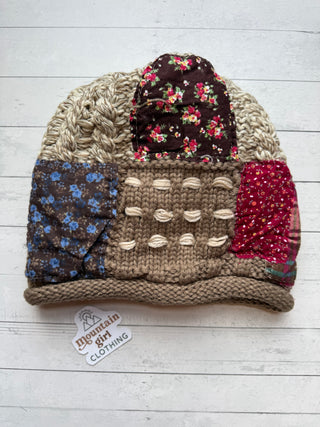 Rambling Rose Floral Patch Knit Beanie -Final Sale