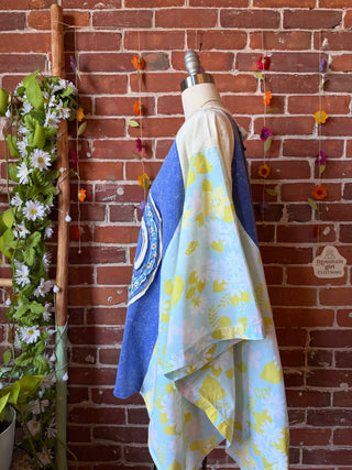 OOAK Summer Collection - Upcycled Peace Patchwork Vintage Floral Poncho Top ☮️