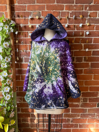 OOAK Winter Collection- Stevie Silver Springs Tie Dye Granny Square Hoodie Poncho