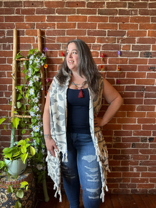 Gray Sky Fringe Duster Vest - 100% Cotton