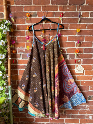 Coffee In The Morning Midi Kantha Summer Dress With Pockets - Fits up to 2X