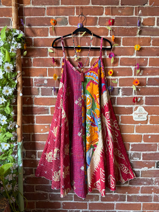 Coffee In The Morning Midi Kantha Summer Dress With Pockets - Fits up to 2X