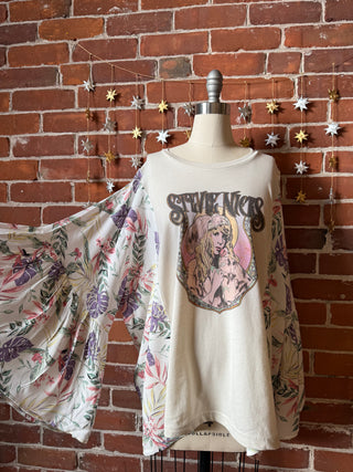 Stevie Nicks Inspired Mystical Botanical Flowy Bell Sleeve Top