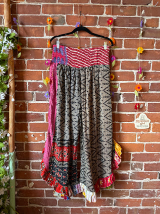 Coffee In The Morning Kantha Ruffle Wide Leg Lounge Pants - Fits up to 2X - Fair Trade Made