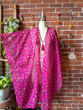 Summer Dreams 100% Silk Poncho Robe- Fair Trade Made