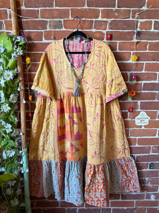 Coffee In The Morning Kantha Dress - Fits up to 3X