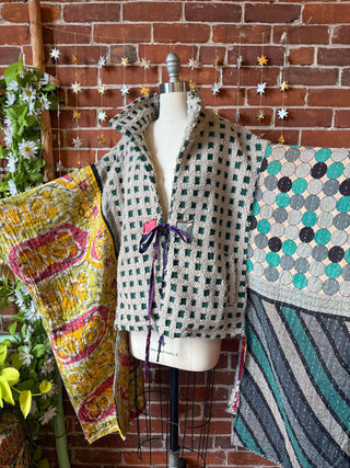 OOAK Winter Collection - Upcycled Cozy Kantha Poncho Hi Lo Jacket