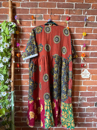 Coffee In The Morning Kantha Dress - Fits up to 3X
