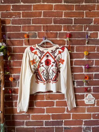 Cotton Mystical Eye Flower Cropped Tee - Fair Trade Made