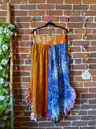 Coffee In The Morning Kantha Ruffle Wide Leg Lounge Pants - Fits up to 2X - Fair Trade Made