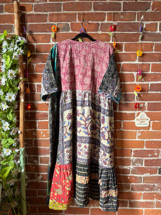 Coffee In The Morning Kantha Dress - Fits up to 3X - 100% Cotton- Fair Trade Made