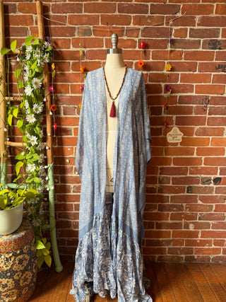 Blue Paisley Grateful Dead Skull Roses Inspired Kimono