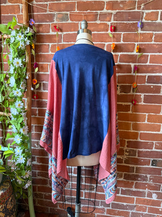 Hippie Festival Bus Inspired Batik Embroidered Poncho