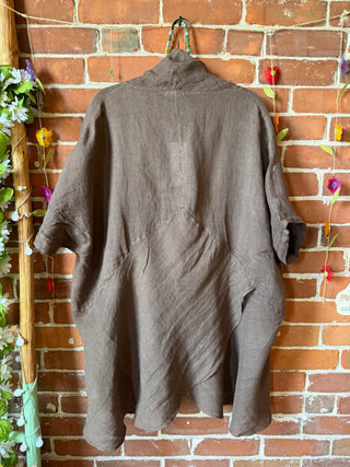 Earth & Sky Linen Cowl Poncho Top - Made in Italy - Multiple Colors Available