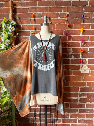 OOAK Summer Collection- Upcycled Moon Tribe Flowy Tie Dye Tunic Poncho