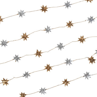Silver and Gold Mini Star String Garland - Fair Trade Made