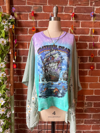 Grateful Dead Ship Of Fools Inspired Daisy Embroidered Floral Poncho