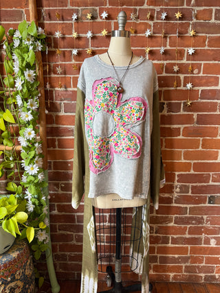 OOAK Autumn Collection - Upcycled Flower Patchwork Hi Lo Tie Dye Poncho Top 🌼
