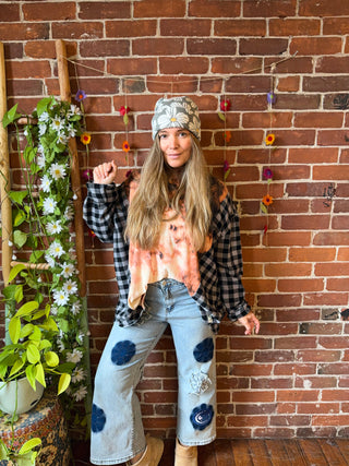 Retro Boho Floral Beanie Hat - Small Business Made!