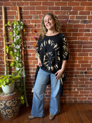 Wild Horizon Hi Lo Spiral Tie Dye Poncho Tunic - Multiple Colors Available- Fair Trade Made