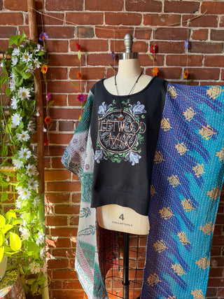 OOAK Autumn Collection- Upcycled Fleetwood Mac Hi Lo Kantha Sweatshirt