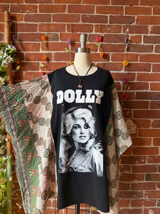 OOAK Summer Collection- Upcycled Dolly Parton Inspired Kantha Poncho Tee