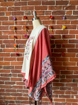 Fleetwood Mac Inspired Dusty Rose Embroidered Poncho