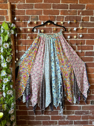 Boho Handkerchief Patchwork Spin Skirt With Plus Sizes! Floral - Fair Trade Made