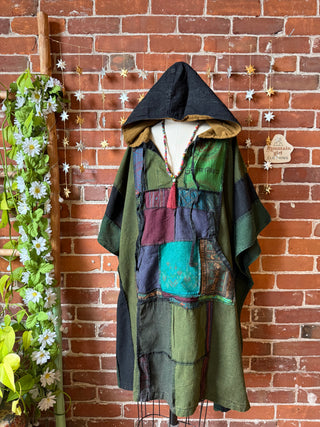 Juniper Patchwork Poncho Hoodie-Multiple Colors Available - Fair Trade Made