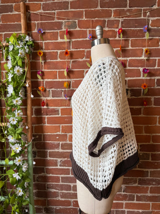 Bohemian Spring Flower Crochet Crop Top 🌻 Brown White Yellow