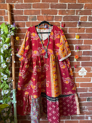 Coffee In The Morning Kantha Dress - Fits up to 3X