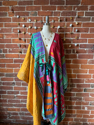 Reversible Stardust Kantha Ruana Jacket