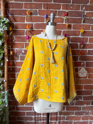 OOAK Summer Collection - Reversible Cosmic Drift Kantha Poncho Top - 2 Tops in 1!