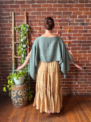 Meadow Mist Linen Poncho Top / Tunic Overlay Top - Made in Italy - Multiple Colors Available