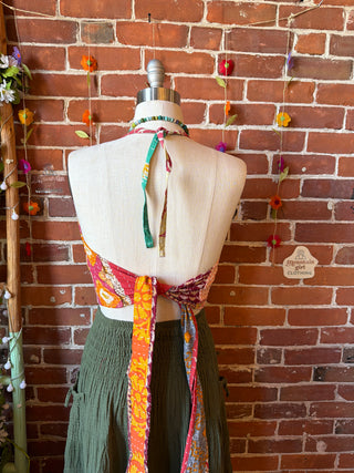 Size 14-20 In Bloom Reversible Kantha Halter Top - 100% Cotton - Fair Trade Made