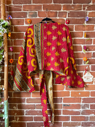 Nova Kantha Bell Sleeve Reversible Wrap Top - 100% Cotton - Fair Trade Made